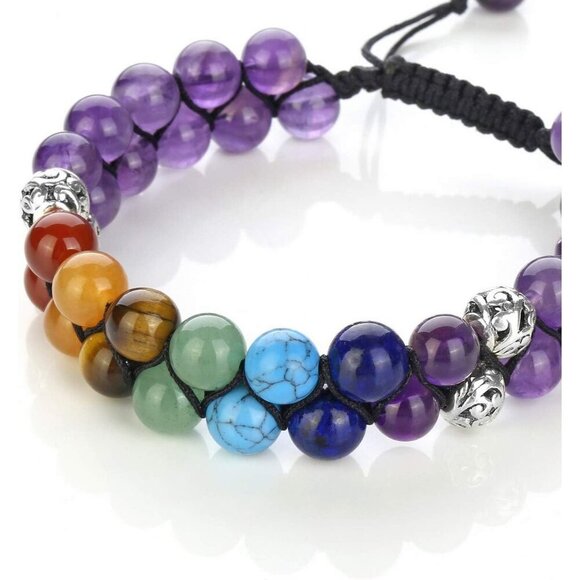 Purple Amethyst Crystals Yoga Stone Bead Chakra Relax Bracelet for Womens Mens - Picture 4 of 7